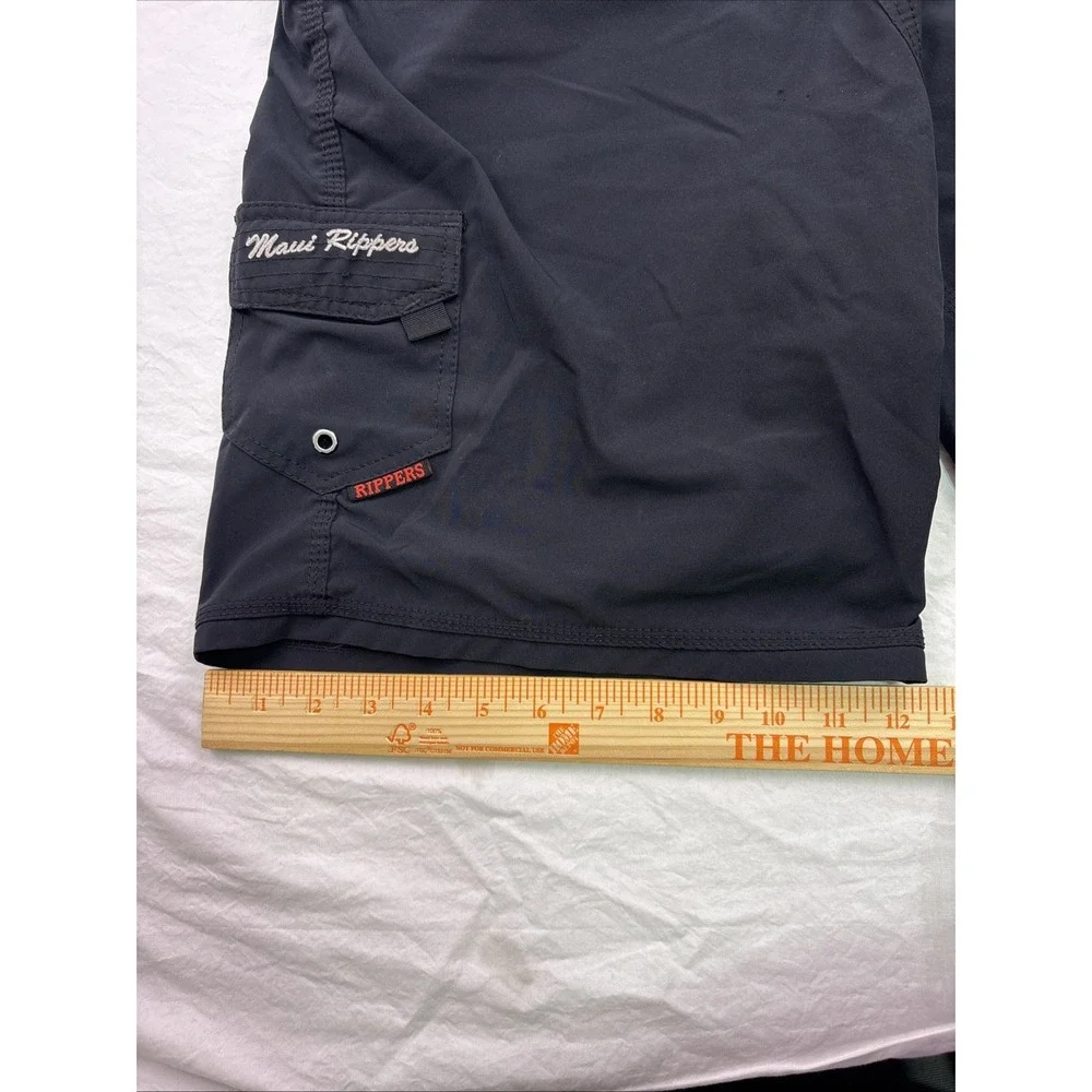 Maui Rippers Board Shorts Trunks WOMENS 12 Cargo Pocket Draw String  BLACK